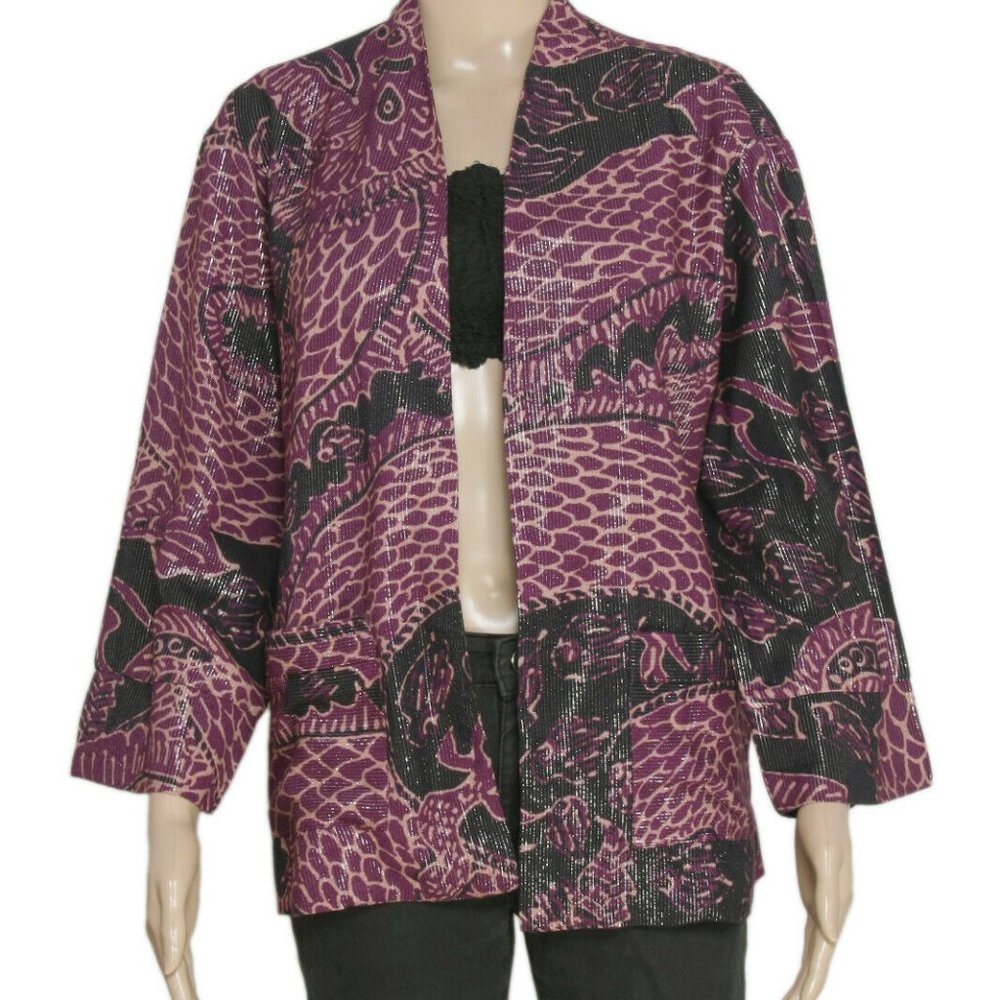 Warm Shimmer Printed Long Sleeve Pocket Vests Jacket